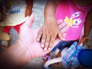 hands palm kid and parent