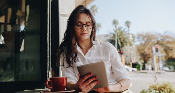 woman reading ebook