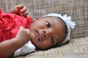 cute baby lying on the couch-white noise