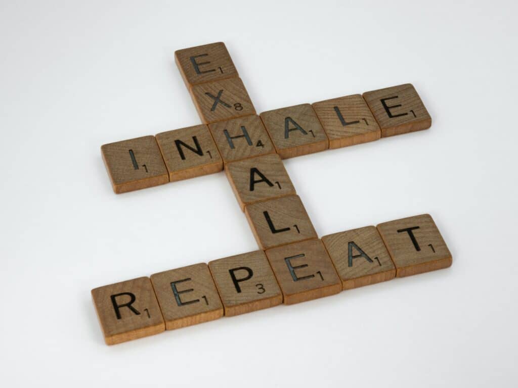 inhale exhale repeat scrabble pieces in a pattern for asthma